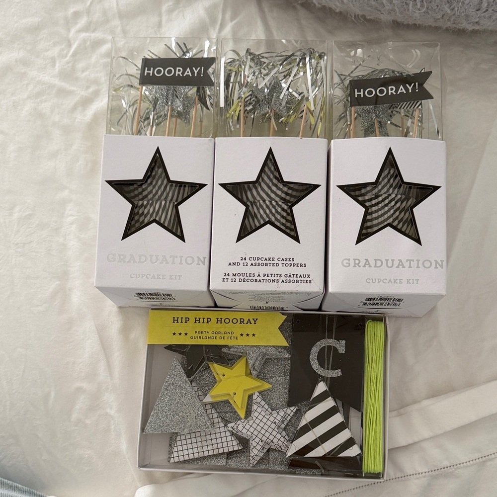 Graduation Cupcake Kit with Silver and Black Decorations